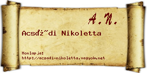 Acsádi Nikoletta névjegykártya