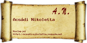 Acsádi Nikoletta névjegykártya